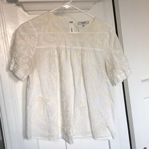 Madewell embroidered cream blouse